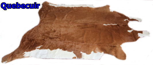 98346 - Cowhide Rug Tapis Peau de Vache  SUPER BIG SIZE XXXL  BROWN & WHITE   - Collection Quebecuir Premium