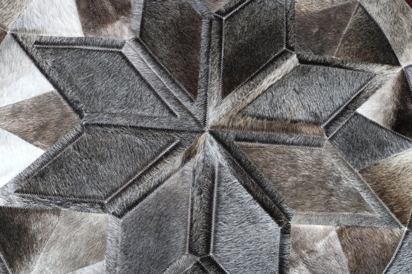 99940 Cowhide rug patchwork Collection Quebecuir Premium MANDALA ROUND