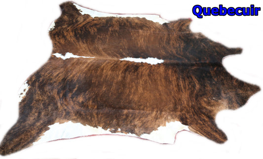 98359 - Cowhide Rug Tapis Peau de Vache  SUPER BIG SIZE XXXL BRINDLE TRICOLOR   - Collection Quebecuir Premium