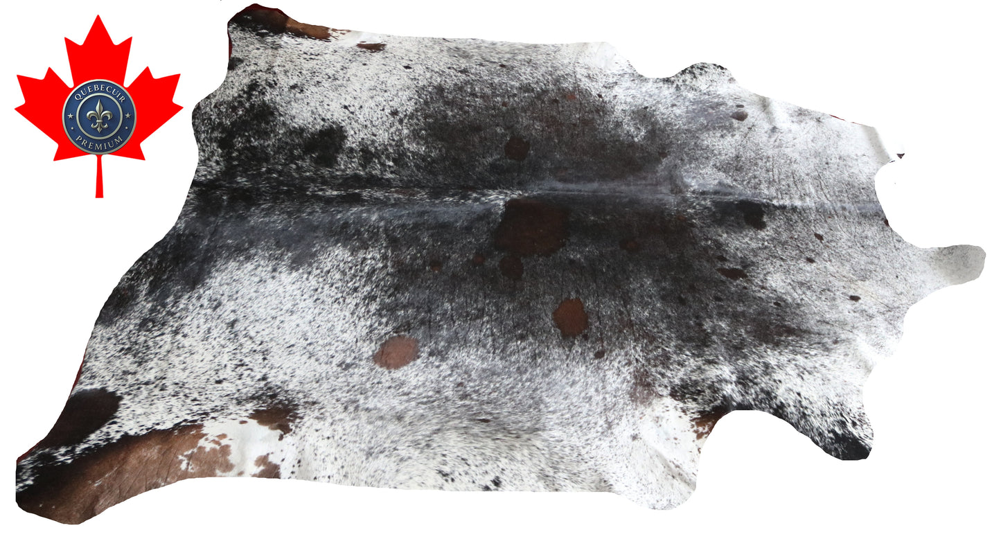 99982  Cowhide rug  TRICOLOR  Collection Quebecuir Premium SUPER BIG SIZE XXXL