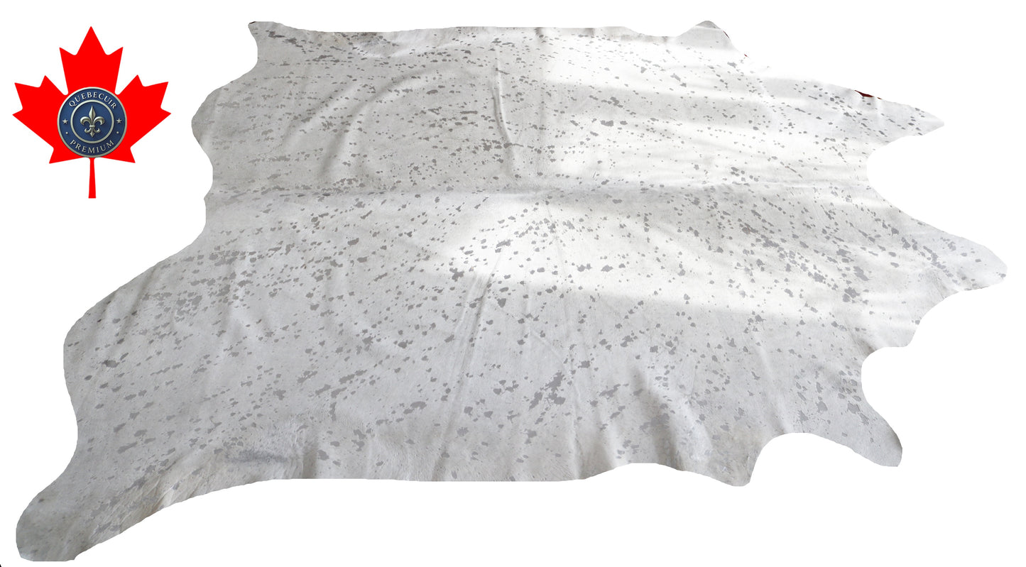100014- Cowhide Rug Tapis Peau de Vache SUPER BIG SIZE XXXL SILVER METALLIC - Collection Quebecuir Premium