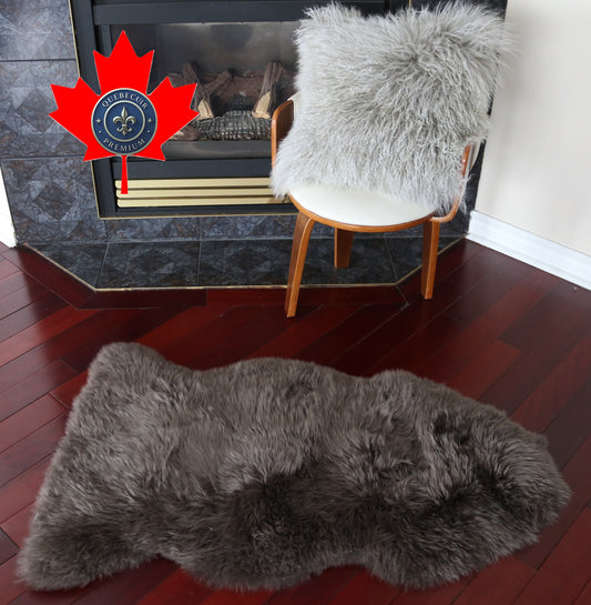 100034 Tapis GRAND peau de Mouton Sheepskin BIG SIZE Collection Quebecuir Premium BROWN  X 1
