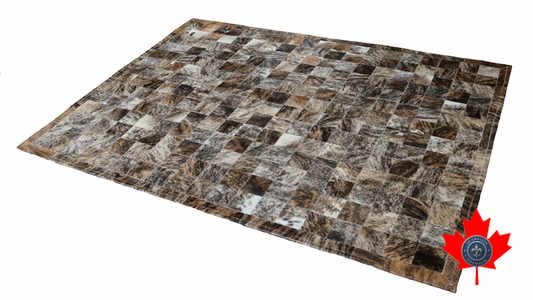 100050 Brindle Cowhide Patchwork Rug. Quebecuir Premium Collection.