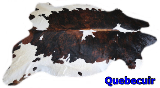 98545 - Cowhide Rug Tapis Peau de Vache  SUPER  BIG SIZE XXXL   TRICOLOR  - Collection Quebecuir Premium
