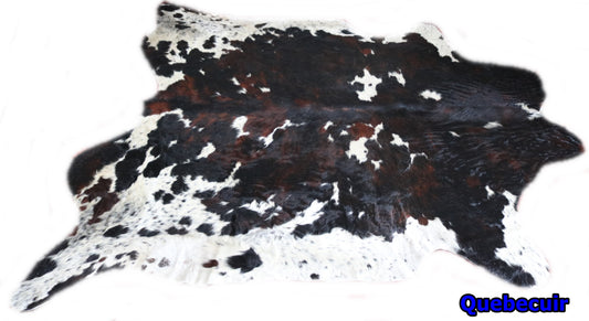 98546 - Cowhide Rug Tapis Peau de Vache  SUPER  BIG SIZE XXXL   TRICOLOR  - Collection Quebecuir Premium