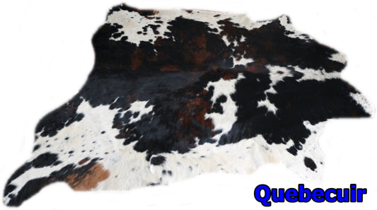 98550 - Cowhide Rug Tapis Peau de Vache  SUPER  BIG SIZE XXXL   TRICOLOR  - Collection Quebecuir Premium