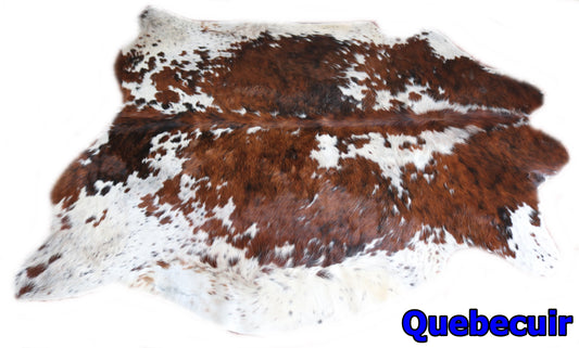 98551 - Cowhide Rug Tapis Peau de Vache  SUPER  BIG SIZE XXXL   TRICOLOR  - Collection Quebecuir Premium