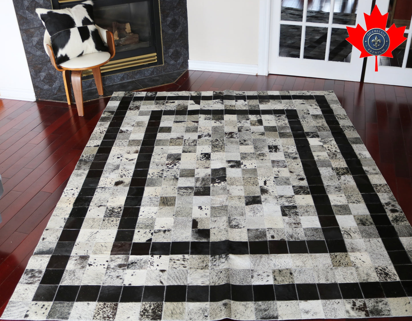 100115 Cowhide rug patchwork Collection Quebecuir Premium SUPER BIG SIZE XXXL
