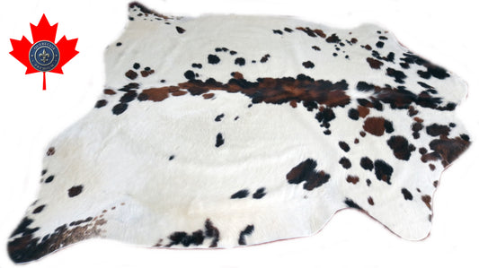 98560 - Cowhide Rug Tapis Peau de Vache  SUPER  BIG SIZE XXXL   TRICOLOR  - Collection Quebecuir Premium