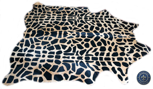 98577 - Cowhide Rug Tapis Peau de Vache  PRINT GIRAFFE   - Collection Quebecuir Premium