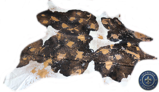 98580 - Cowhide Rug Tapis Peau de Vache  BIG SIZE XXL GOLDEN METALLIC   - Collection Quebecuir Premium