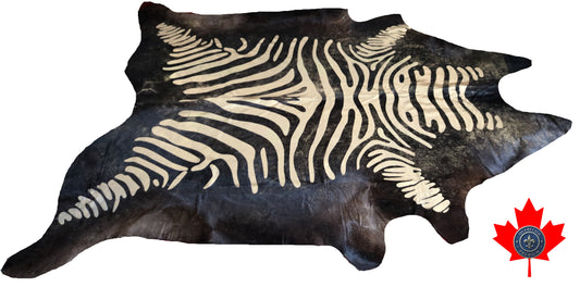98606 - Cowhide Rug Tapis Peau de Vache   ZEBRA GOLDEN  METALLIC SUPER  BIG  SIZE XXXL - Collection Quebecuir Premium