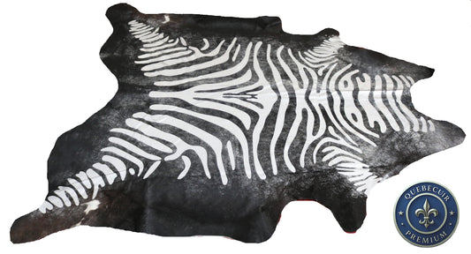 98615 - Cowhide Rug Tapis Peau de Vache ZEBRA    SILVER   METALLIC SUPER  BIG  SIZE XXXL - Collection Quebecuir Premium