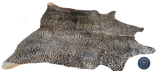 98619 - Cowhide Rug Tapis Peau de Vache  LEOPARD     - Collection Quebecuir Premium