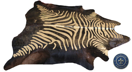 98622- Cowhide Rug Tapis Peau de Vache   ZEBRA GOLDEN    BIG  SIZE XXXL - Collection Quebecuir Premium