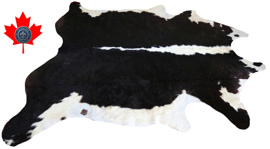 98645- Cowhide Rug Tapis Peau de Vache    BIG SIZE XXL black &white    - Collection Quebecuir Premium