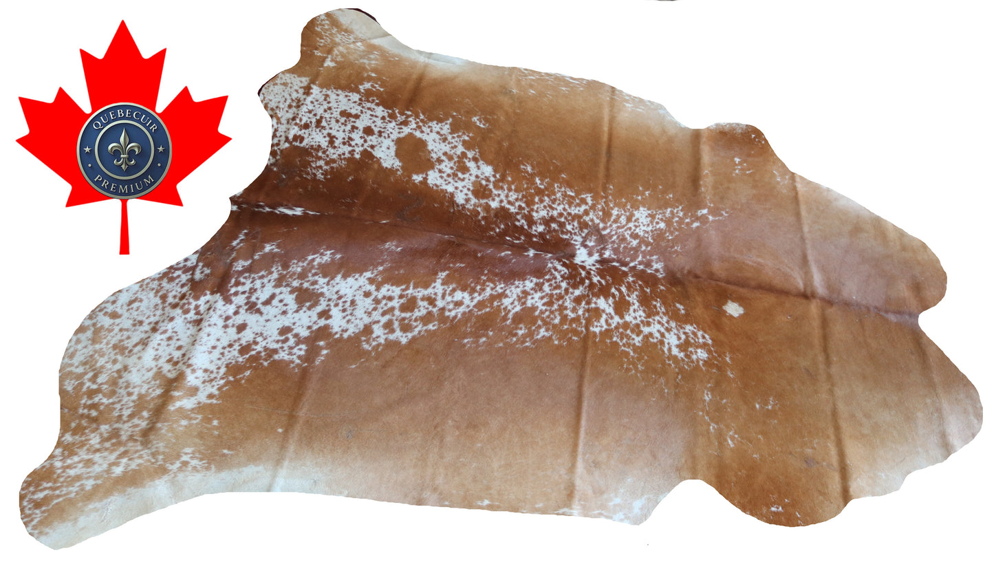 100145-  BROWN & WHITE Cowhide Rug - Quebecuir Premium Collection