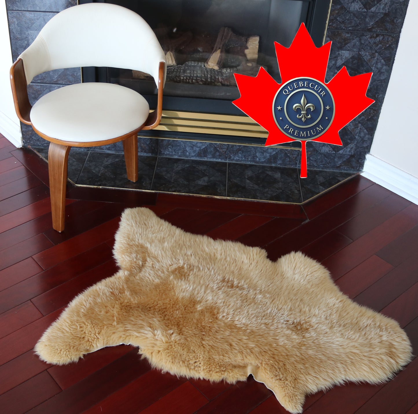 200598 Tapis GRAND peau de Mouton Sheepskin BIG SIZE Collection Quebecuir Premium CREAM   X 1