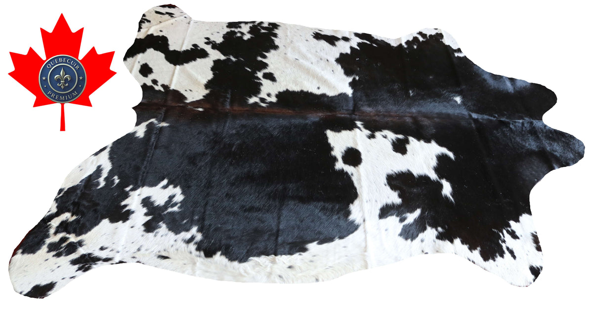 100384- tapis peau de vache  TRICOLOR      Cowhide Rug - Quebecuir Premium Collection