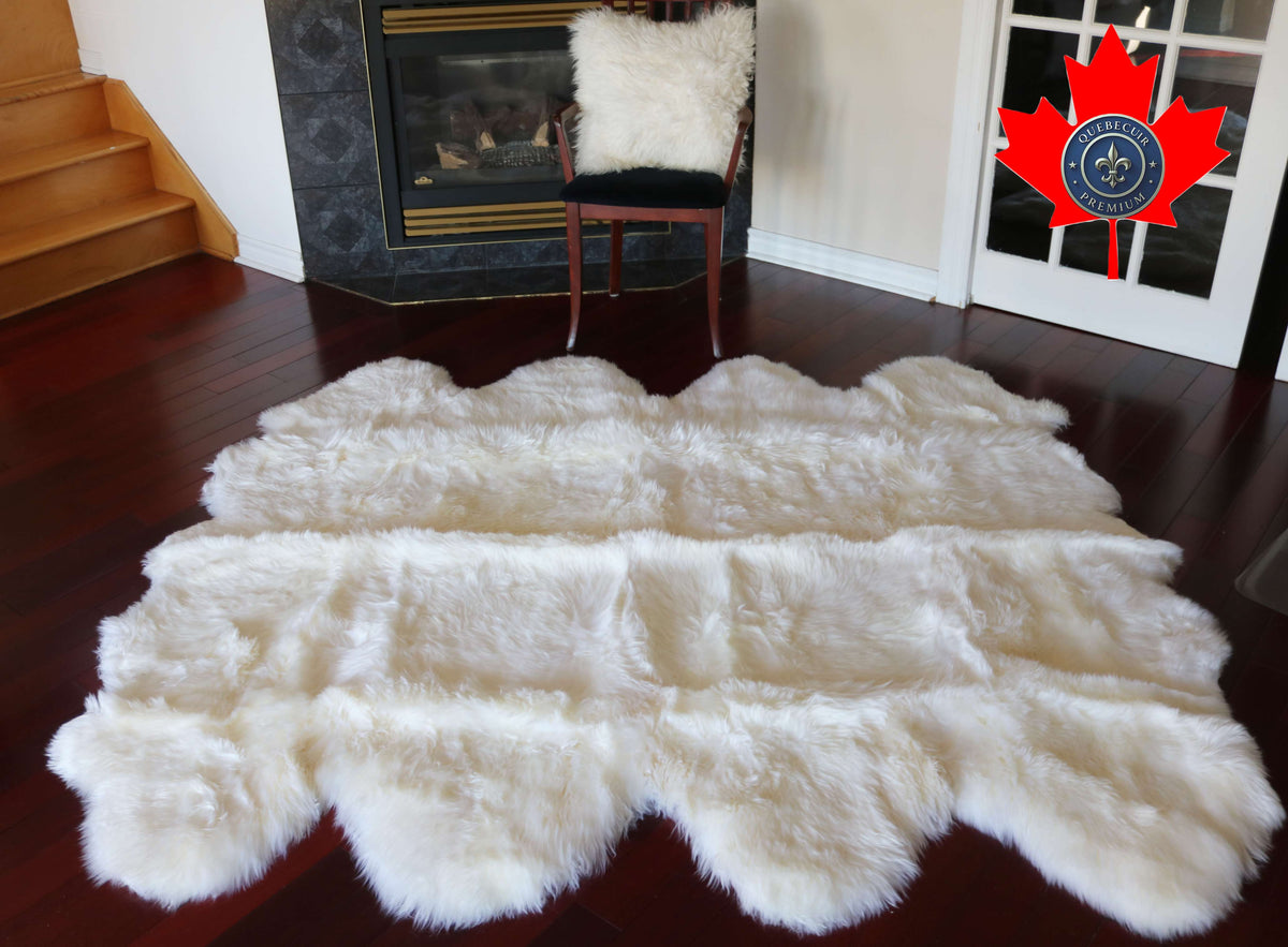 200701 Tapis GRAND peau de Mouton Sheepskin SUPER BIG SIZE Collection Quebecuir Premium IVORY    X8