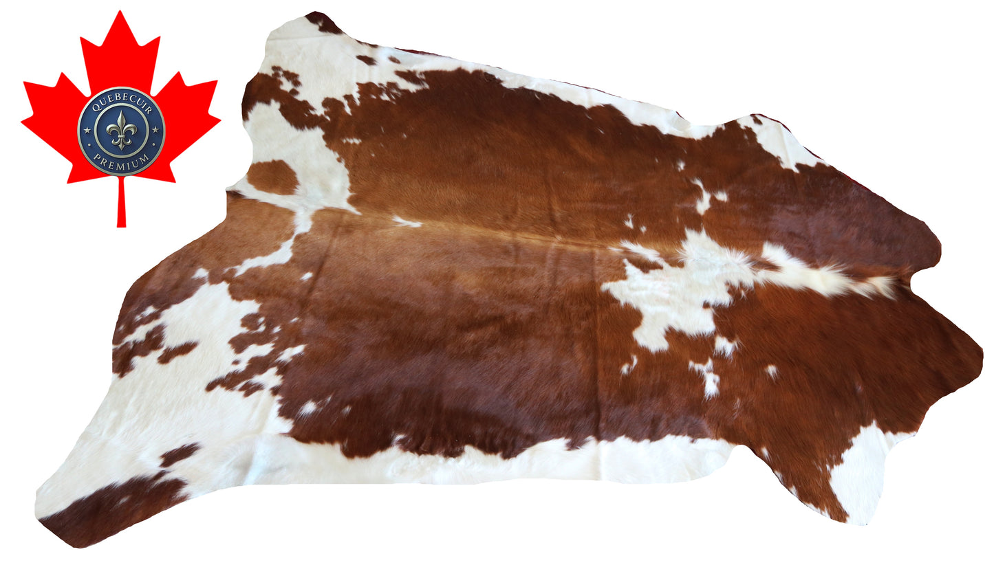 100201 BROWN & WHITE  Cowhide Rug - Quebecuir Premium Collection