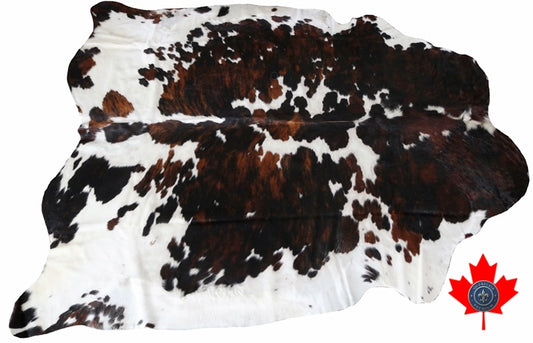 100069- SUPER BIG Tricolor Cowhide Rug SIZE XXXL - Quebecuir Premium Collection