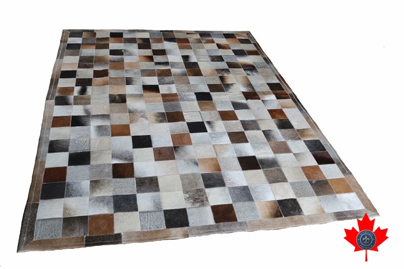 100080 Cowhide Patchwork Rug Tapis Peau de Vache. Quebecuir Premium Collection.