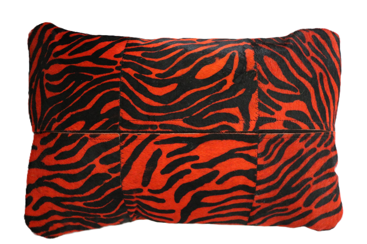 400011 Orange Zebra Cowhide pillows.