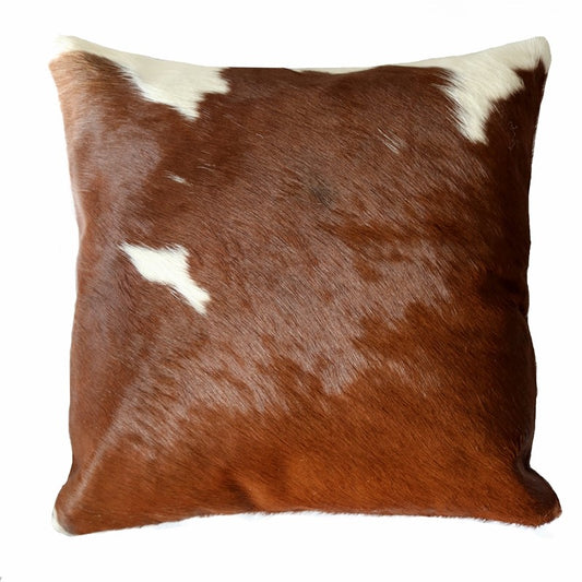 18" Brown and White Cowhide pillow 400023.