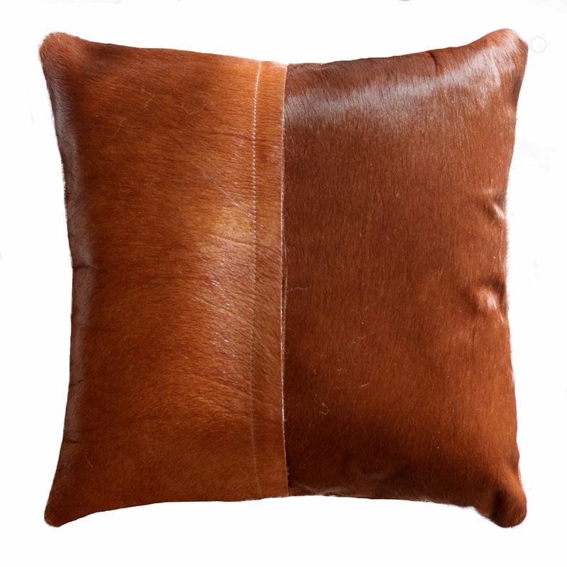 18" Brown and White Cowhide pillow 400023.