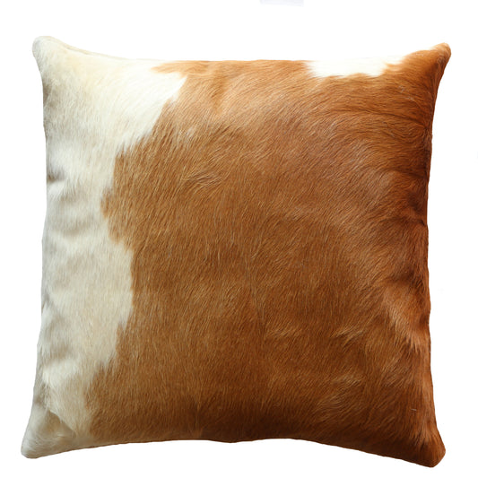 18" Brown and White Cowhide pillow 400026.